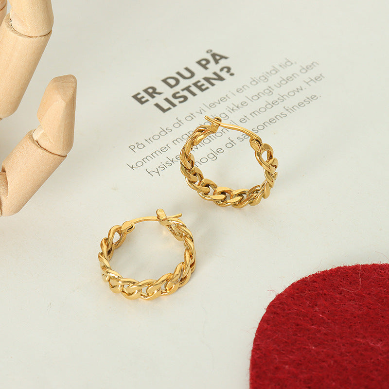 Trendy cross chain earrings fashionable commuter versatile personalized stud earrings brass earrings pp