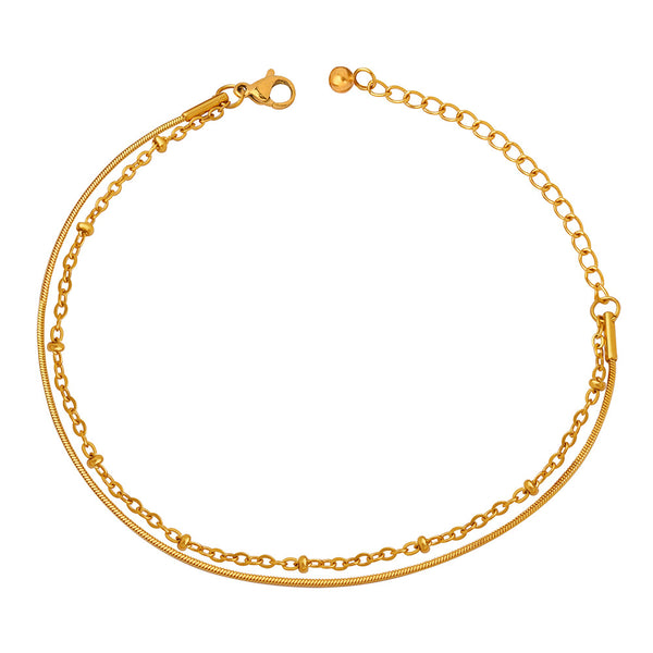 New simple personality niche design titanium steel gold-plated lobster buckle double-layer bracelet jewelry wholesale
