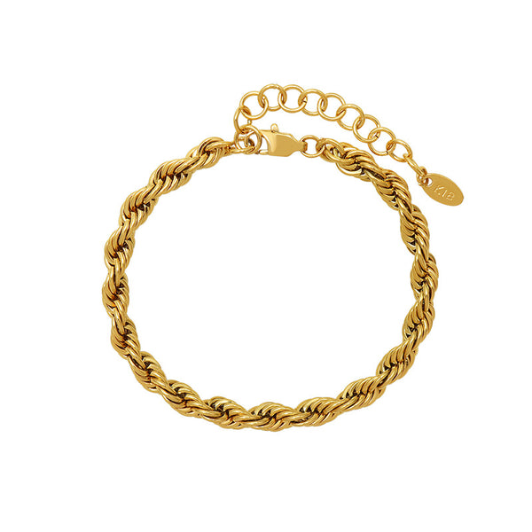 Heavy Industry Shaped Coarse Twist Bracelet Color Retaining Titanium Steel Plated 18K Real Gold Bracelet Unpopular Jewelry