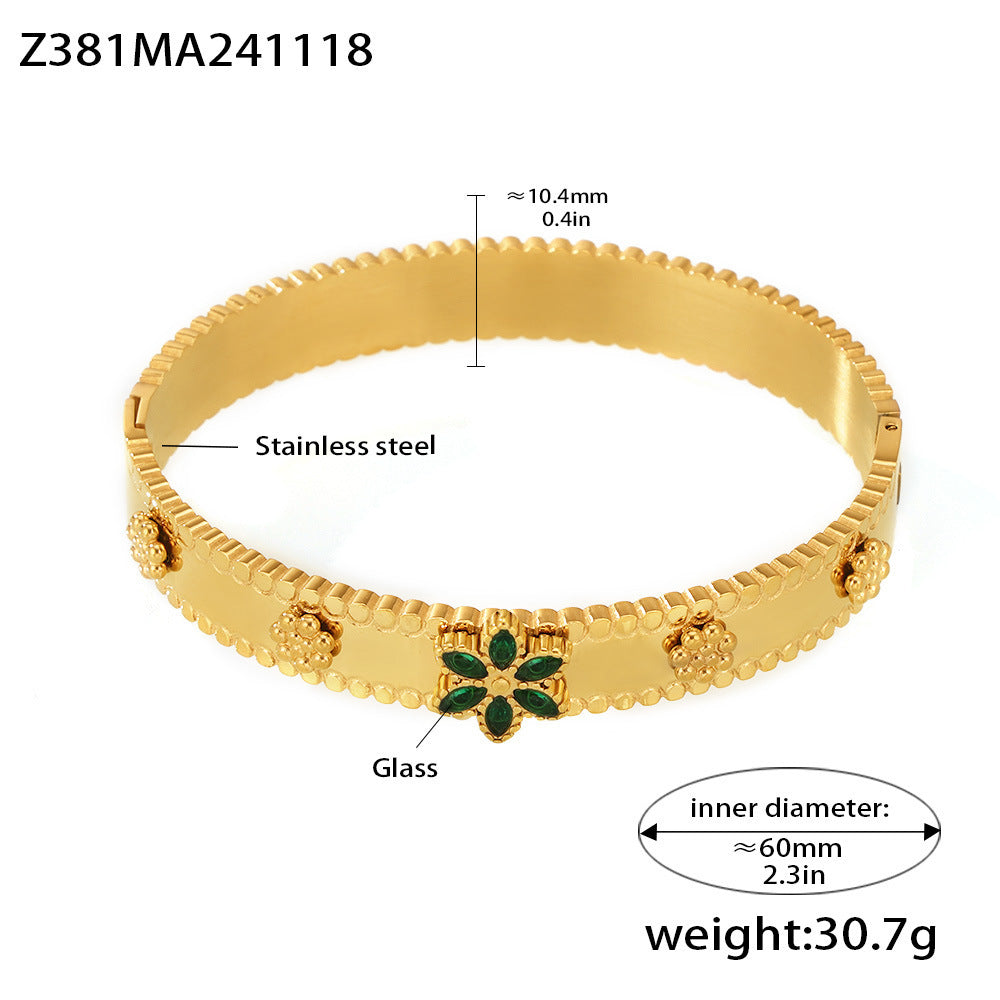 Christmas snowflake zircon buckle bracelet jewelry stainless steel plated 18K real gold pp