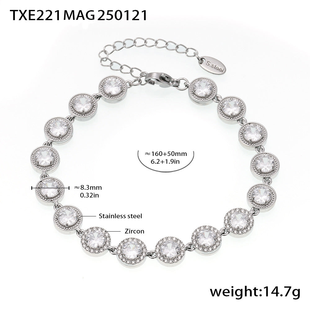 Super flash gypsy star round white zircon handmade chain stainless steel plated 18K real gold luxury temperament jewelry 99