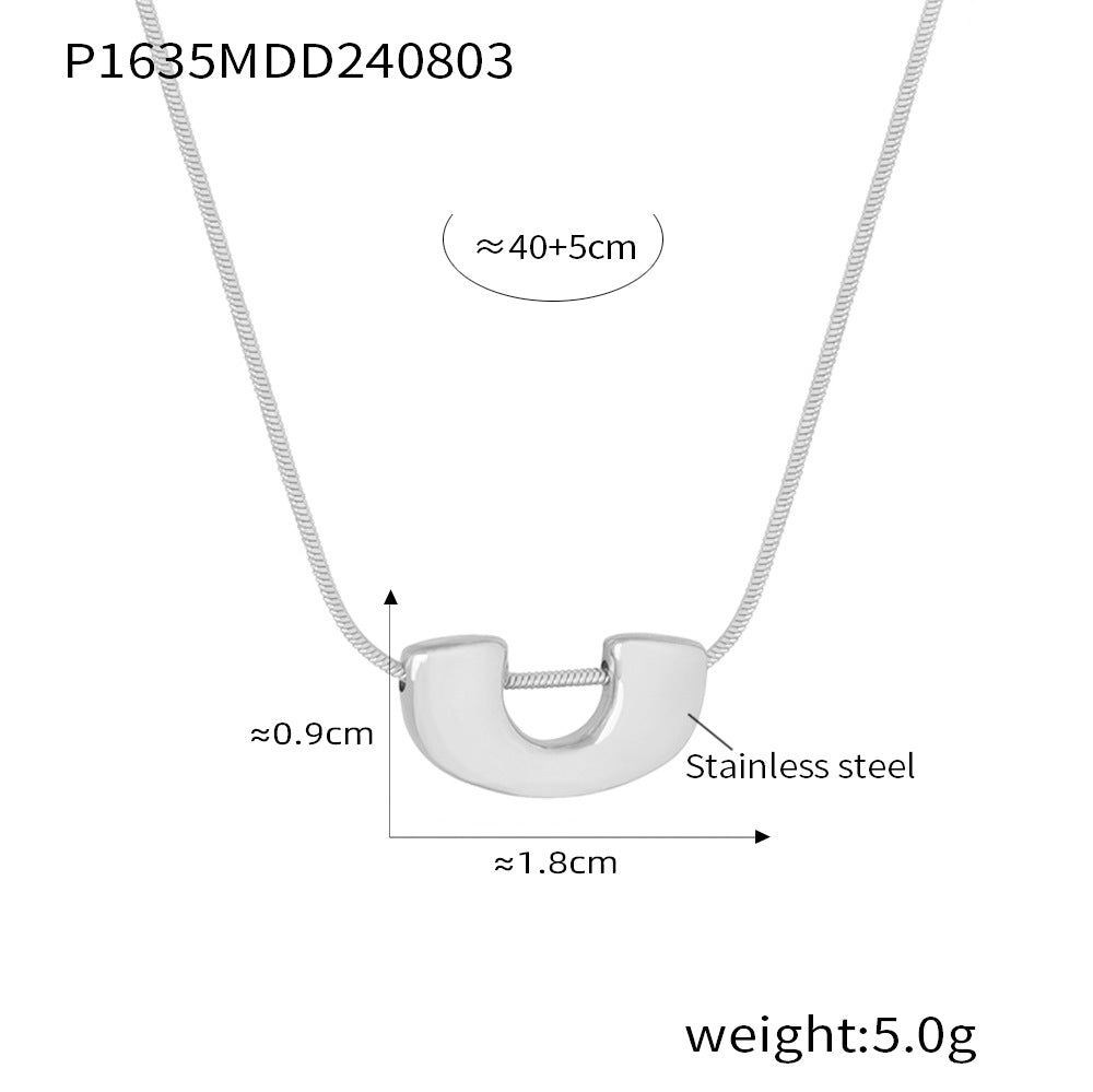 New U-shaped pendant collarbone necklace earrings niche geometric stainless steel plated 18k real gold jewelry set pp