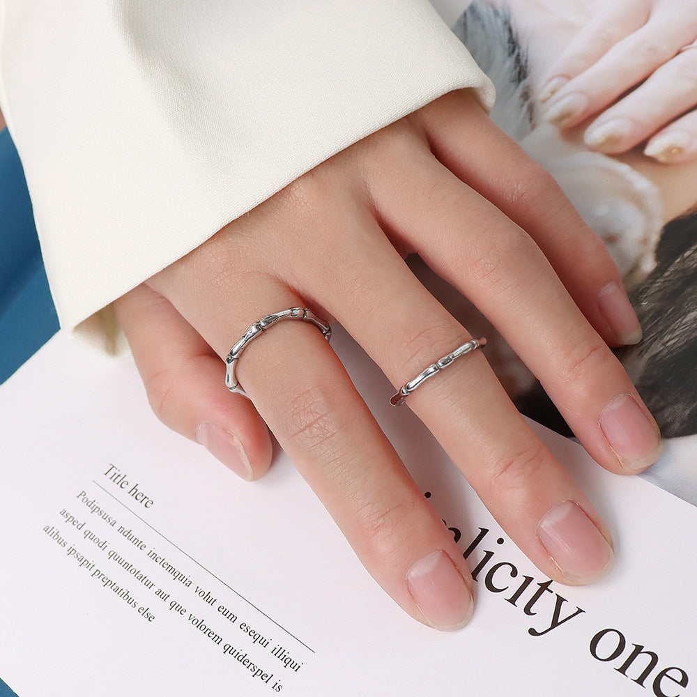 Simple Versatile Bamboo Ring Women's Ring Gaosheng Jewelry Titanium Steel Plated 18k Gold A08499