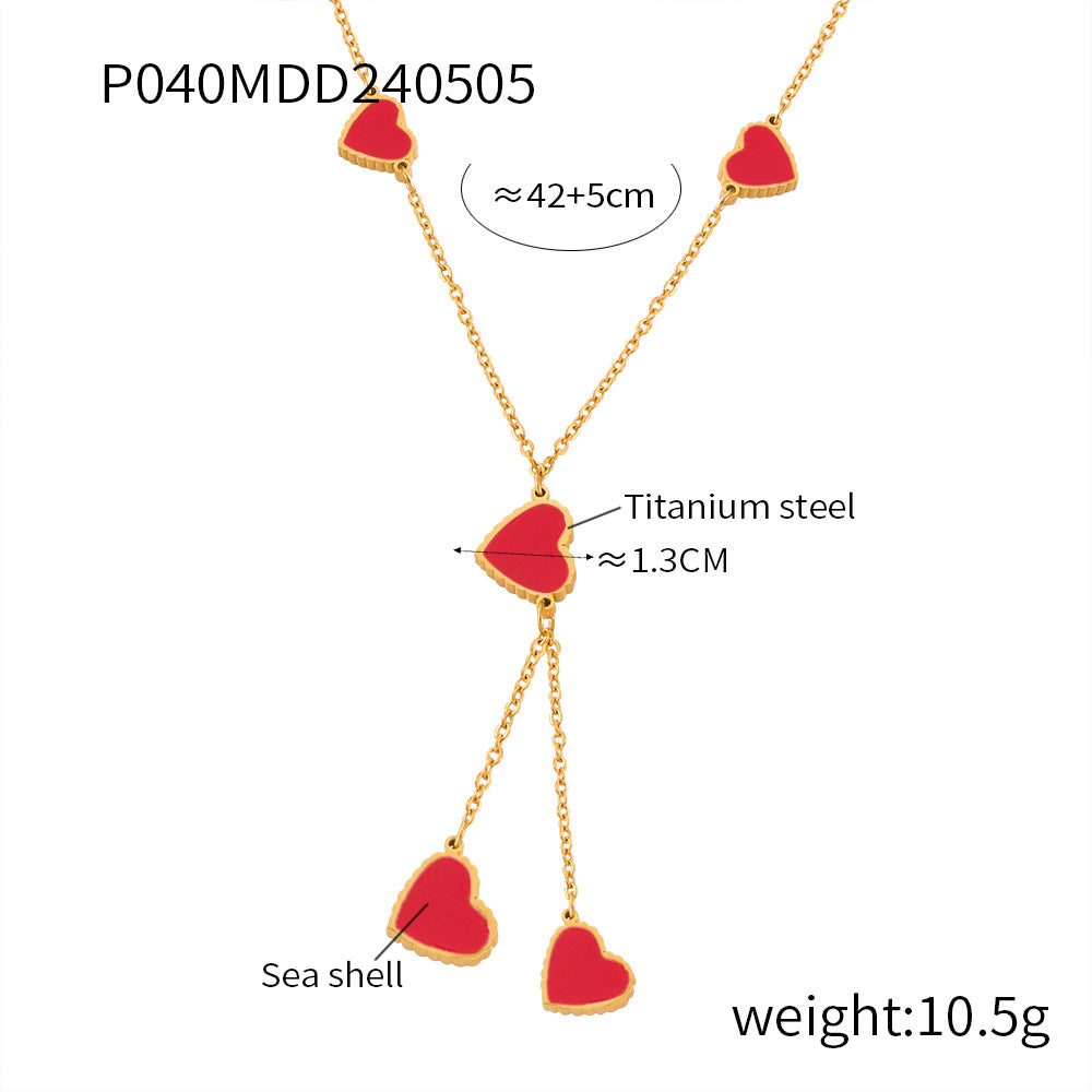 Temperament elegant light luxury zircon jewelry with diamond design sense Fritillary love titanium steel gold-plated jewelry set pp