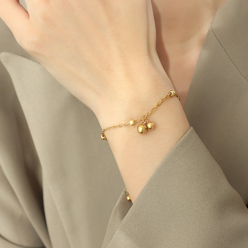 Hot simple personality bracelet beads cross bag beads steel beads jewelry titanium steel plated 18K gold bracelet