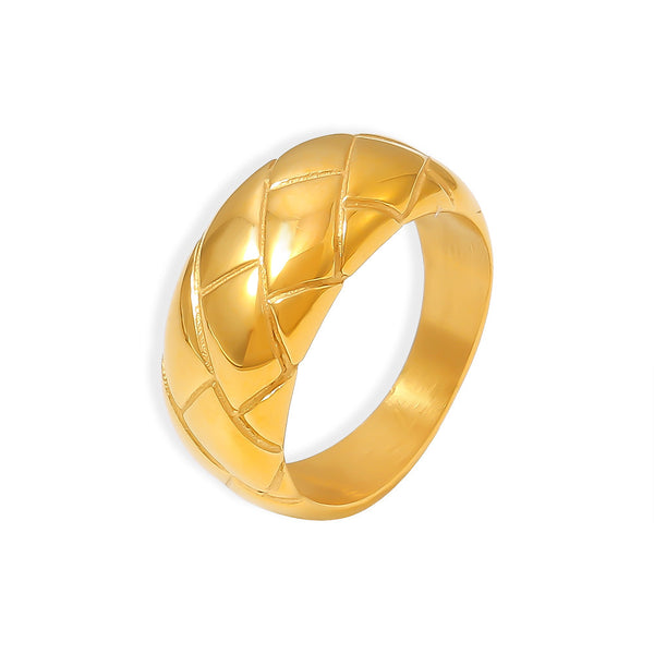 Rhombus smooth ring niche retro design titanium steel plated 18k gold couple ring spot 99