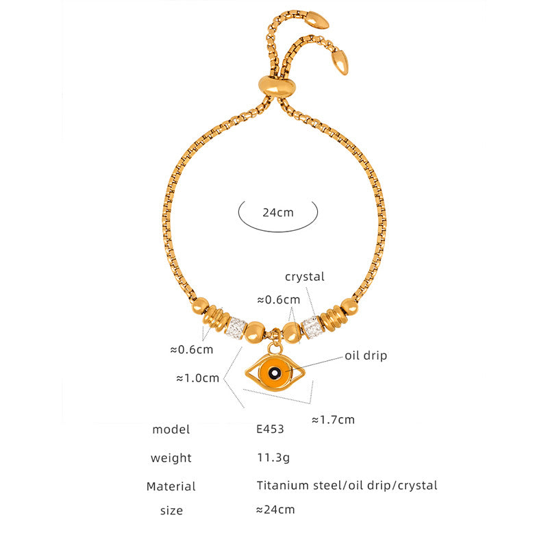 Retro personality versatile all kinds of exaggerated eye pendant titanium steel bracelet women's jewelry spot wholesale pp