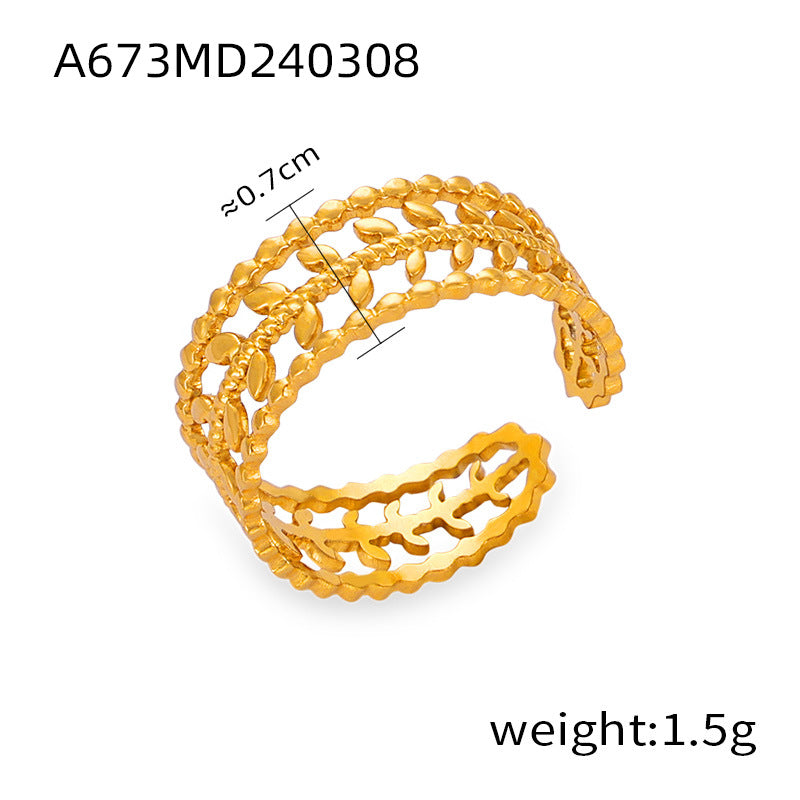 New exaggerated niche design personalized simple titanium steel gold-plated open ring jewelry wholesale female pp