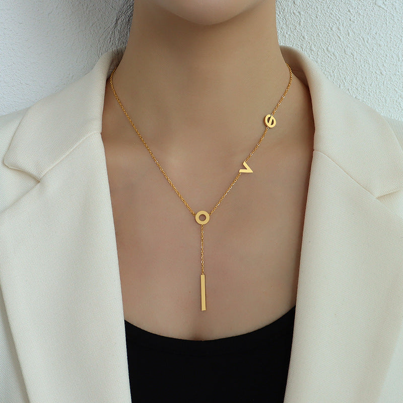 Marka cold wind versatile titanium steel plated 18k gold love pendant accessories collarbone necklace women's jewelry