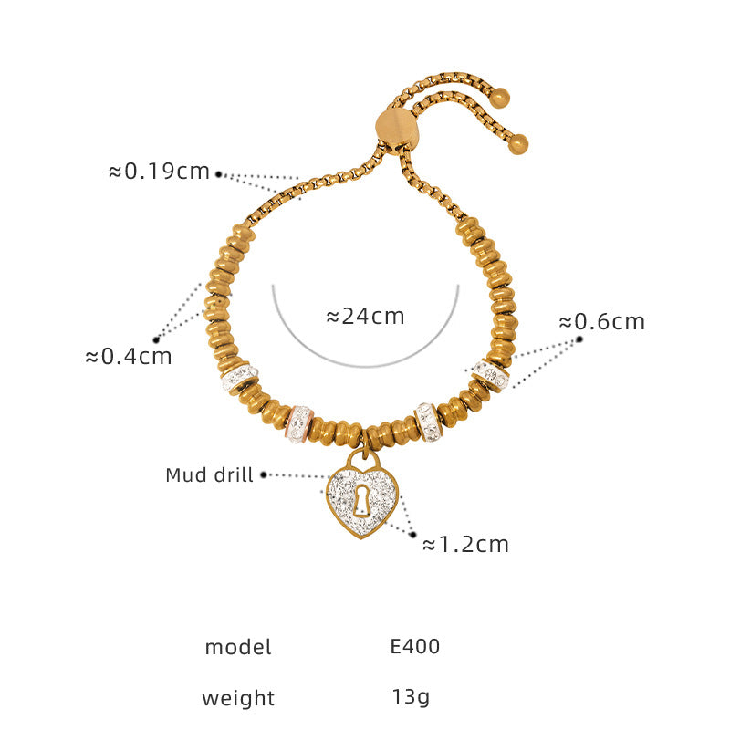 Premium sense light luxury personalized diamond-encrusted bracelet titanium steel plated 18K gold versatile simple and non-fading women's jewelry 99