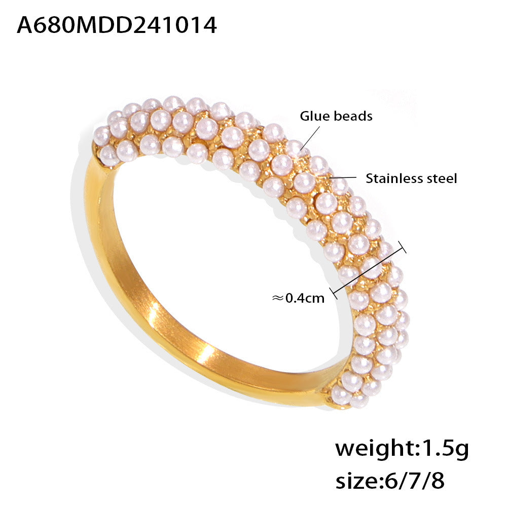 Fashion Bright Zircon Light Luxury Ring Stainless Steel PVD Electroplating Index Finger Ring Jewelry Wholesale Female