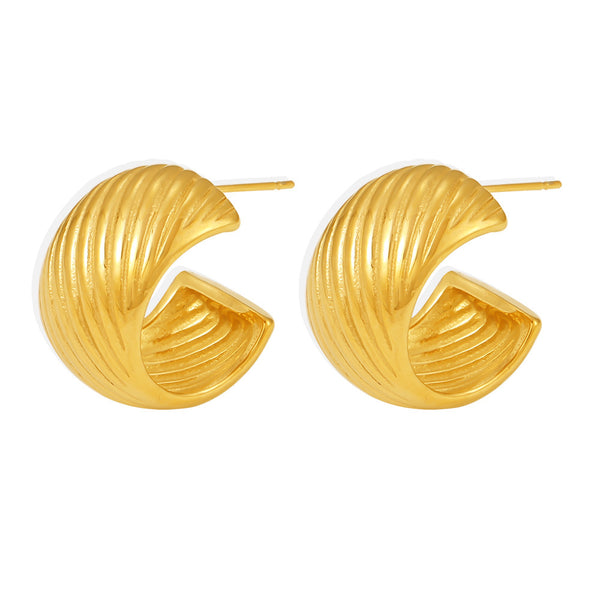 Stylish C-type twill earrings, stainless steel plated with 18k gold, non-allergic, daily commuting, popular earrings wholesale