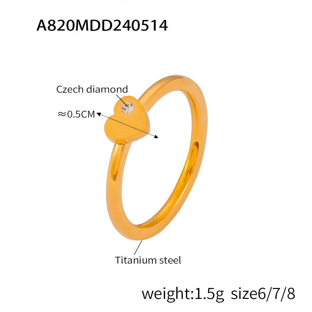 Jewelry, Tree of Life smooth titanium steel plated 18K real gold ring, love belt diamond tail ring, spot wholesale pp