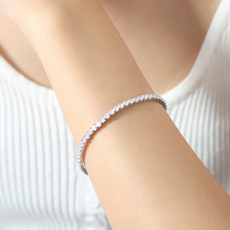New high-end light luxury full of zircon niche design titanium steel gold-plated personalized bracelet women's jewelry wholesale