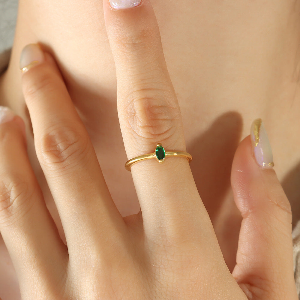 Rhombus inlaid zircon design ring minimalist ring ring fashion titanium steel hot-selling exquisite jewelry