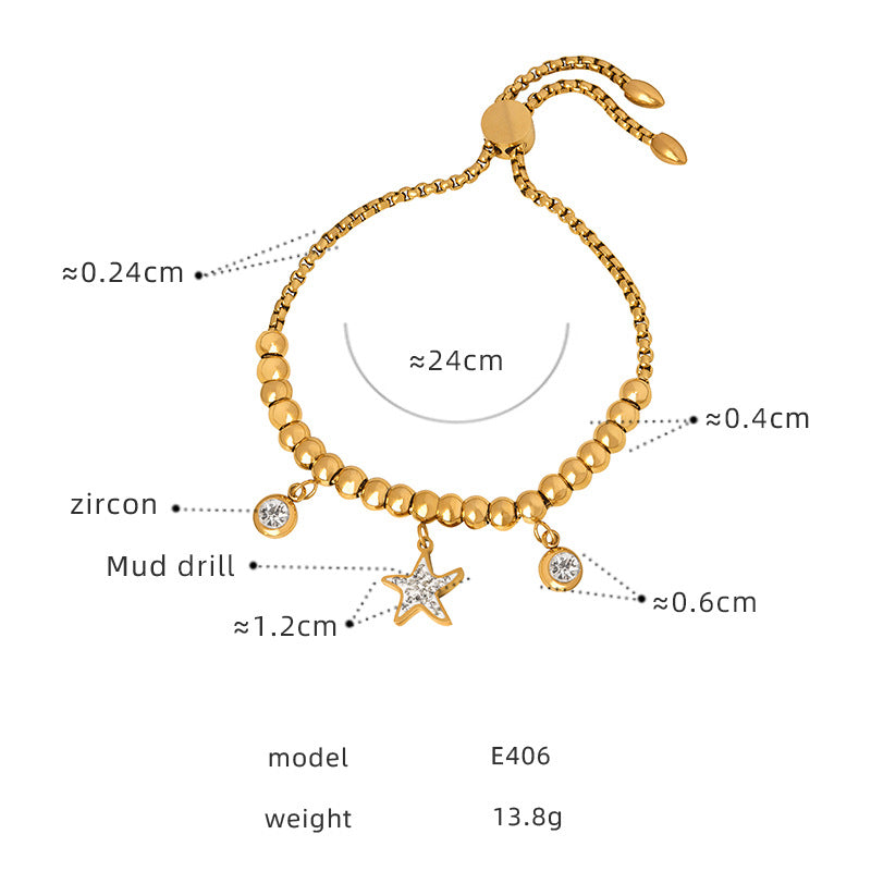 Premium sense light luxury personalized diamond-encrusted bracelet titanium steel plated 18K gold versatile simple and non-fading women's jewelry 99