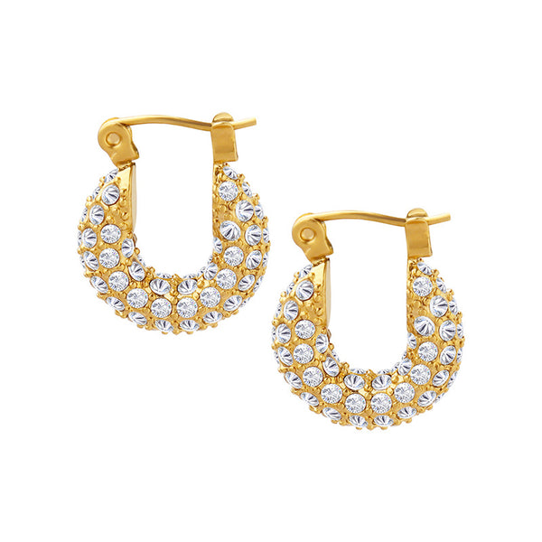 No fading, personalized trend, fashion, light luxury style, full of diamonds, zircon inlaid U-shaped earrings, women's titanium steel gold-plated earrings, women's 99.