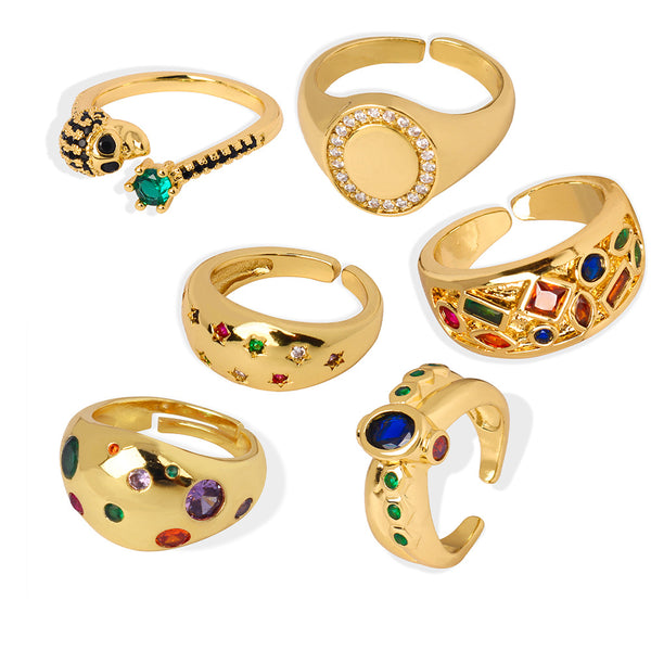 New fashion versatile personalized copper material inlaid zircon opening ring light luxury versatile jewelry women