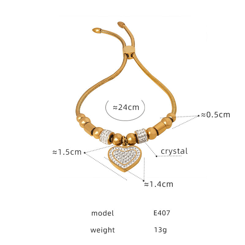 Premium sense light luxury personalized diamond-encrusted bracelet titanium steel plated 18K gold versatile simple and non-fading women's jewelry 99