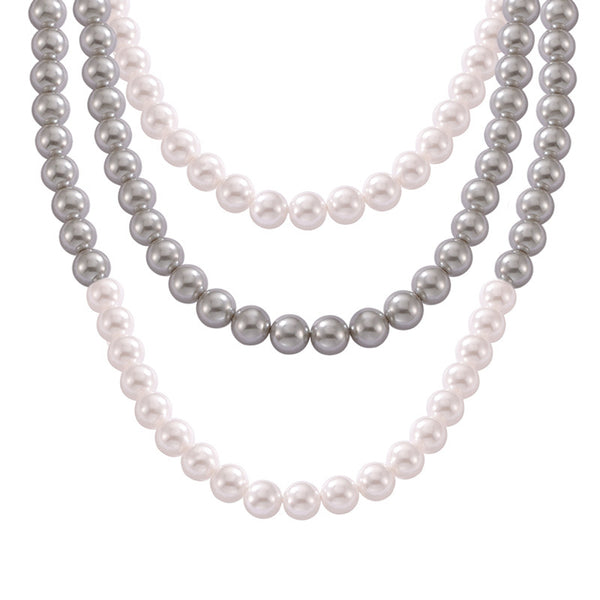 Simple individual cold wind temperament elegant light luxury jewelry pearl beaded design titanium steel necklace