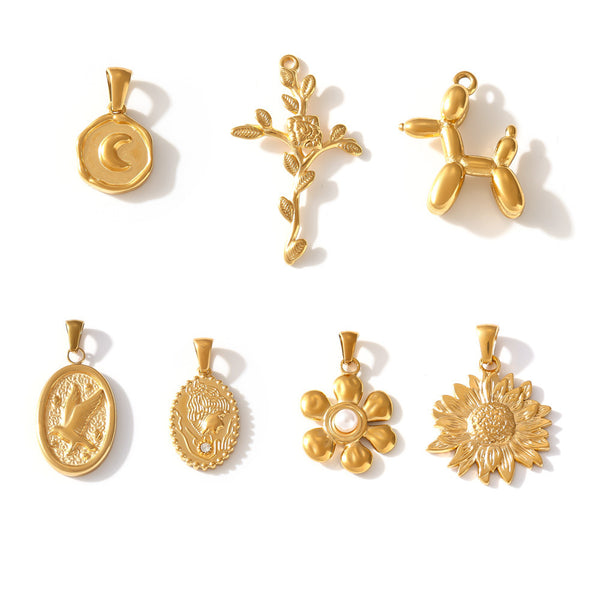 Fashion Trend DIY Jewelry Pendant Accessories Natural Geometric Elements Furnace Vacuum Electroplating 18K Real Gold