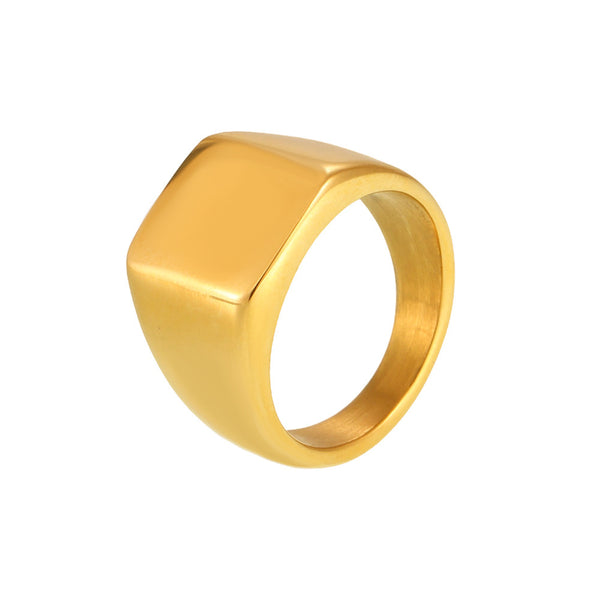Square smooth titanium steel ring, European and American style simple ring, PVD electroplating 18K real gold, the same for men and women in stock
