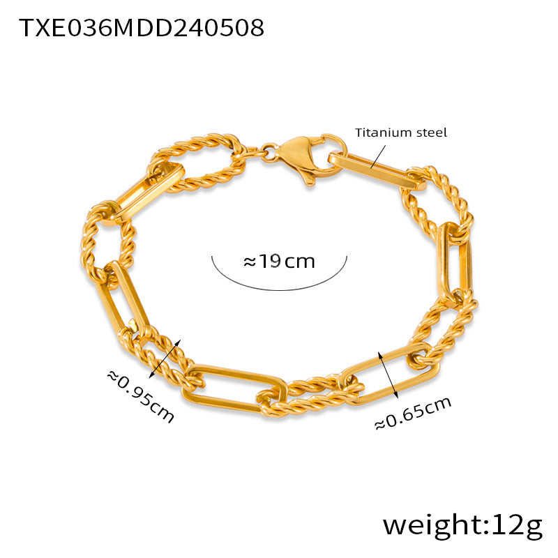 Hip hop trendy cool personality jewelry geometric return chain twist splicing design titanium steel jewelry other set