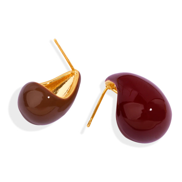 New fashion retro personality niche design copper material enamel glaze water drop hollow earrings jewelry women 99
