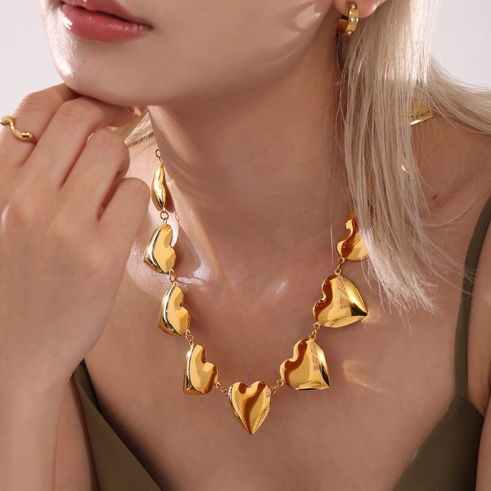 Trendy love splicing chain necklace bracelet set exaggerated fashion jewelry does not fade 99