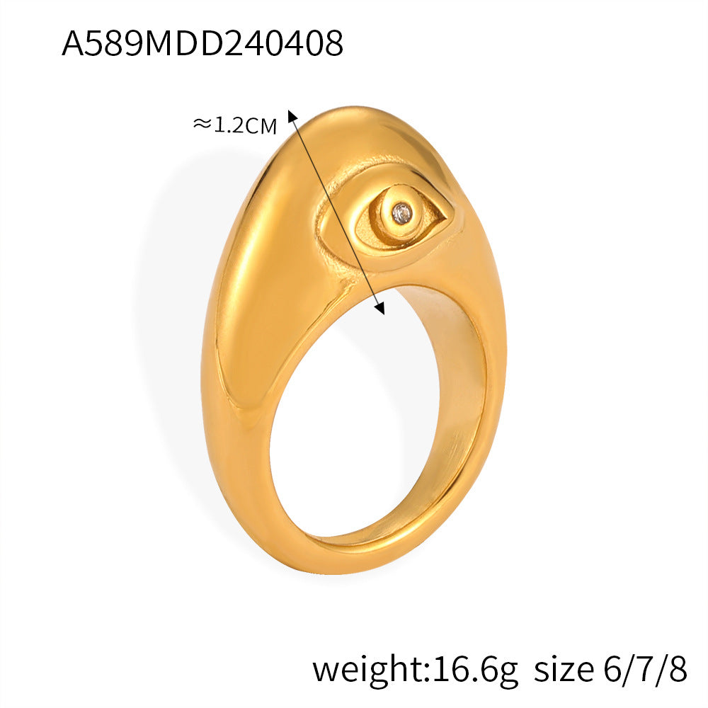 Personalized diamond-set design sense geometric ring female niche texture titanium steel gold-plated index finger ring