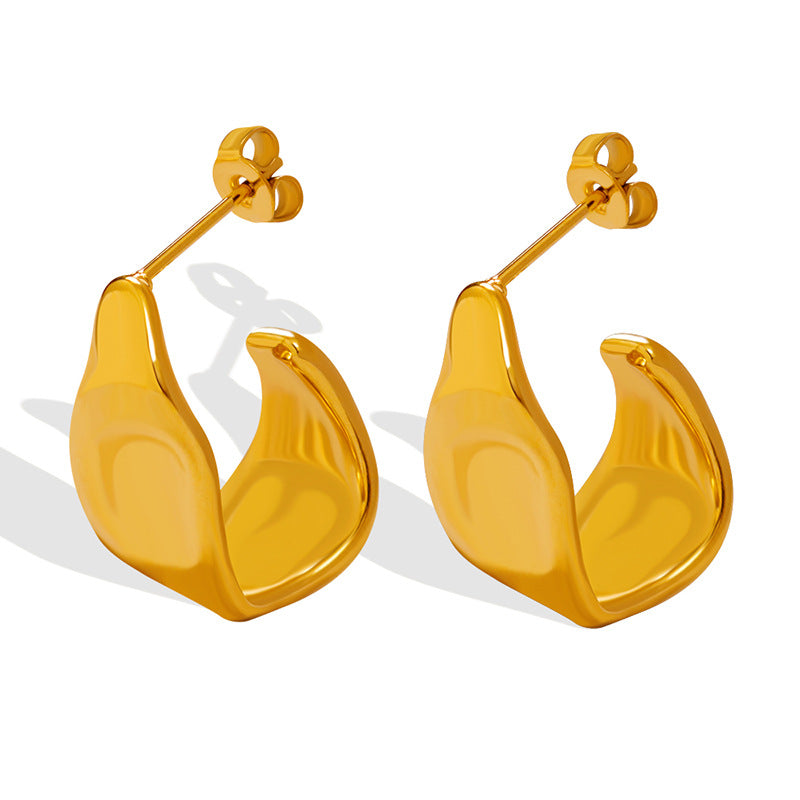 New stylish and simple ins wind irregular C-shaped special-shaped geometric earrings titanium steel gold-plated stud earrings ear jewelry