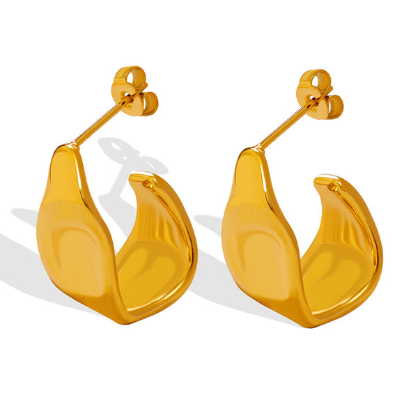 New stylish and simple ins wind irregular C-shaped special-shaped geometric earrings titanium steel gold-plated stud earrings ear jewelry