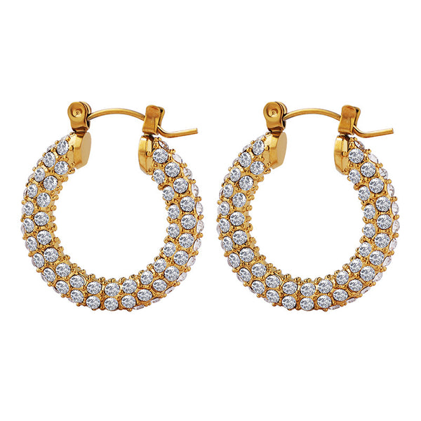 Fashion celebrity niche does not fade light luxury design U-shaped full diamond earrings temperament personality trend ear jewelry 99