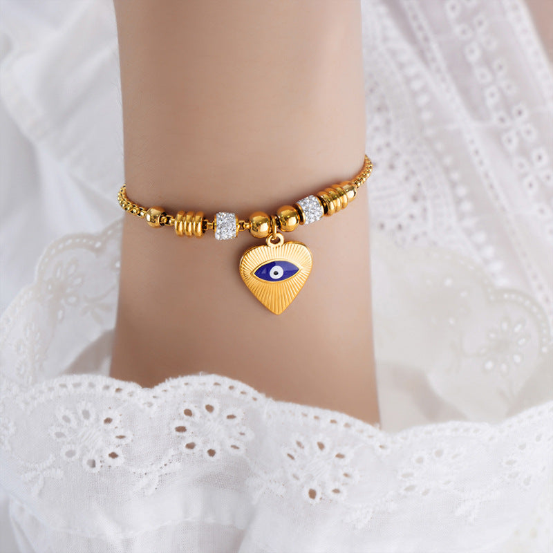 Retro personality versatile all kinds of exaggerated eye pendant titanium steel bracelet women's jewelry spot wholesale pp