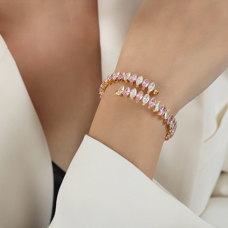 New high-end fashion personalized niche design light luxury inlaid with colored zircon bracelet jewelry women
