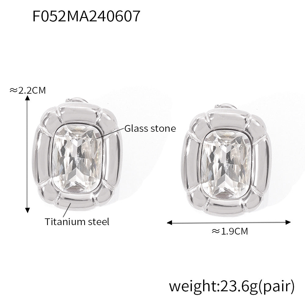 Retro light luxury simple cold wind jewelry texture oval brand diamond design titanium steel jewelry set 99