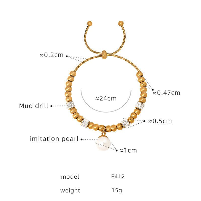 Premium sense light luxury personalized diamond-encrusted bracelet titanium steel plated 18K gold versatile simple and non-fading women's jewelry 99