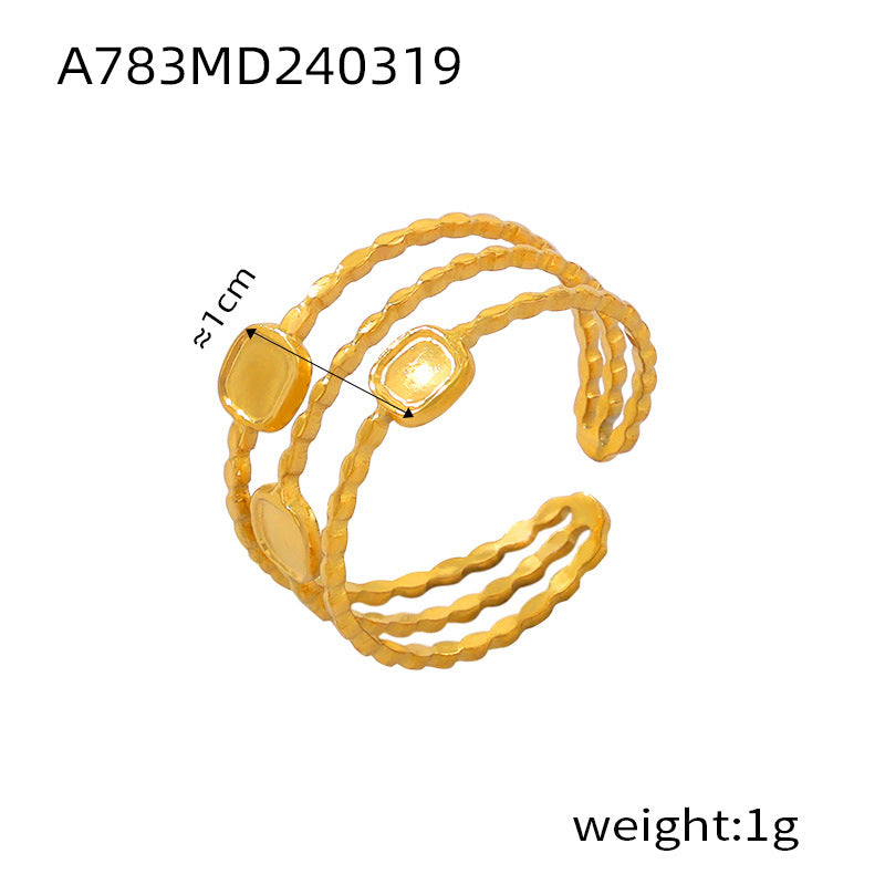 Simple and personalized design jewelry geometric texture splicing ring titanium steel multi-layer stacked wind index finger ring pp