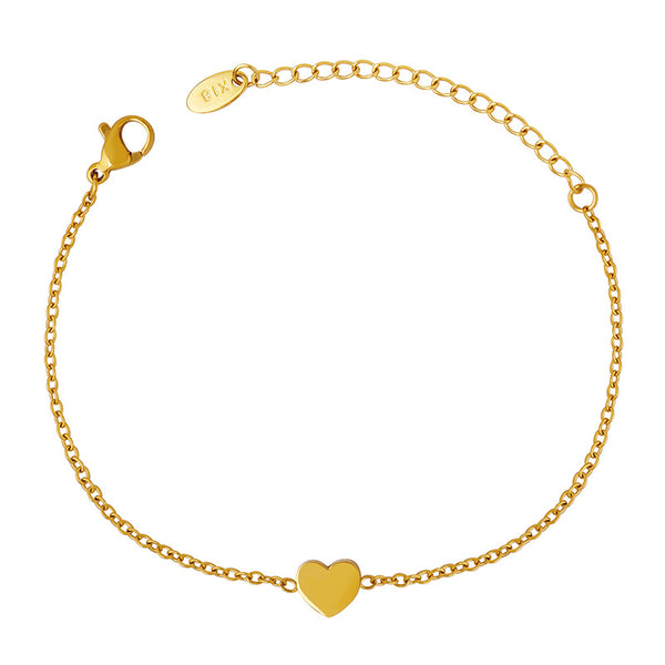 Internet celebrity small love bracelet female, versatile simple titanium steel bracelet, plated with 18K real gold, non-fading and non-allergic E072
