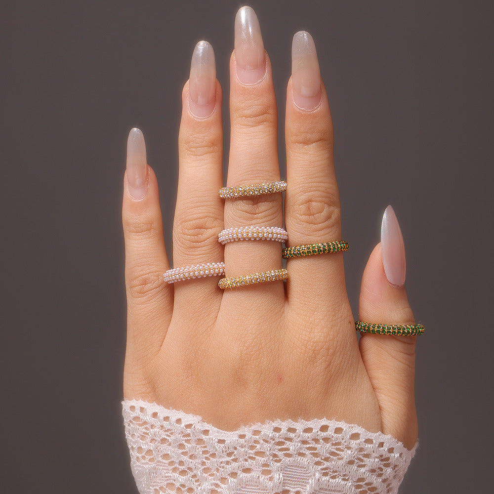 Fashion Bright Zircon Light Luxury Ring Stainless Steel PVD Electroplating Index Finger Ring Jewelry Wholesale Female