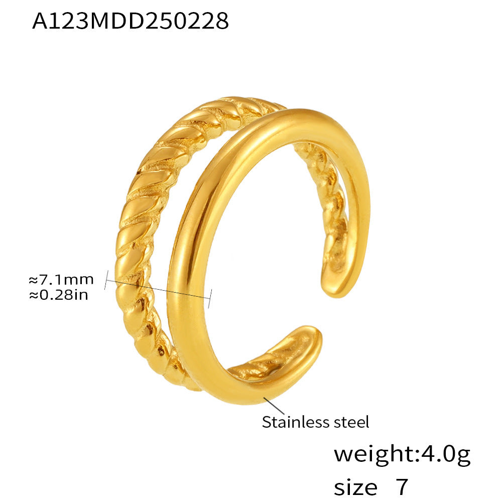 Irregular open ring ins wind niche design titanium steel PVD plated 18K real gold color retention ring women