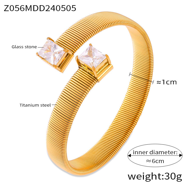 Hot-selling niche personalized light luxury jewelry with diamond design sense geometric multi-layer titanium steel temperament versatile bracelet