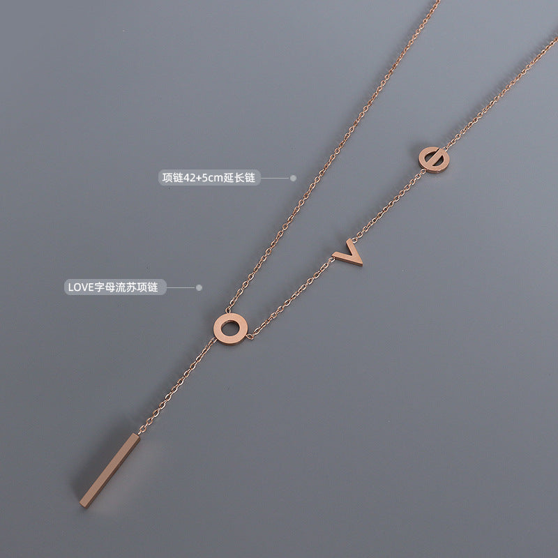 Marka cold wind versatile titanium steel plated 18k gold love pendant accessories collarbone necklace women's jewelry
