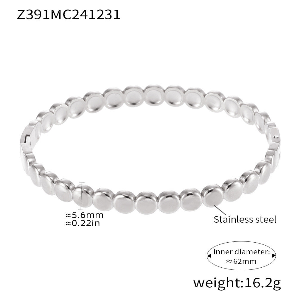 Golden bean dot buckle bracelet titanium steel electroplated 18K real gold does not fade spot factory wholesale