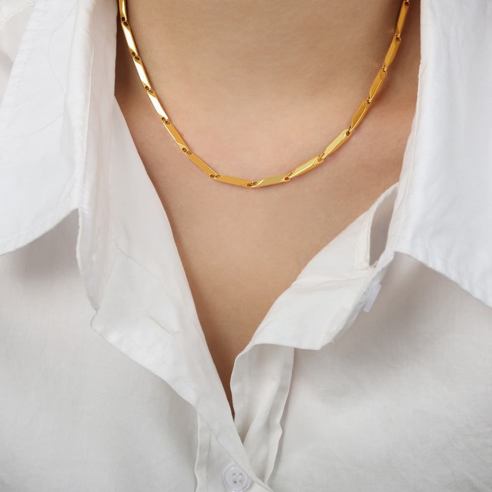 New high-end cold wind niche simple fashion versatile temperament titanium steel gold-plated personalized necklace jewelry