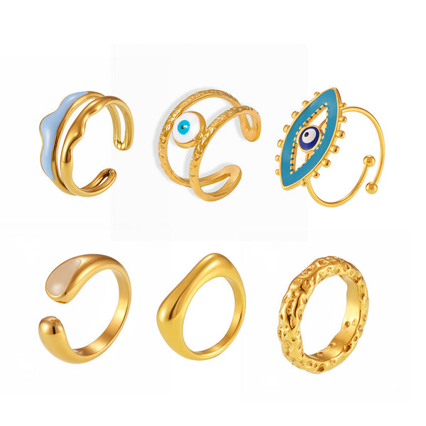Ring enamel glaze irregular ring niche design titanium steel 18K real gold ring jewelry 99