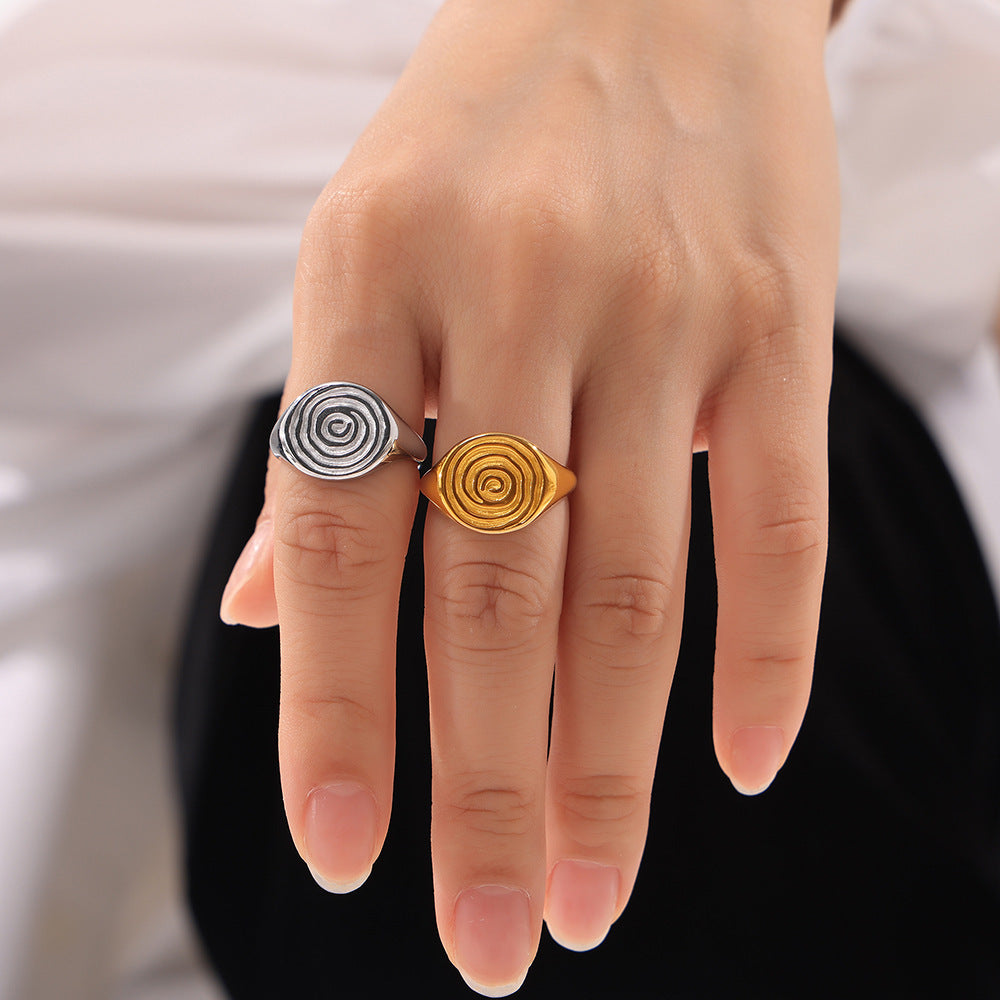 Chic style love hammer ring stainless steel plated 18k gold opening retro design niche temperament jewelry