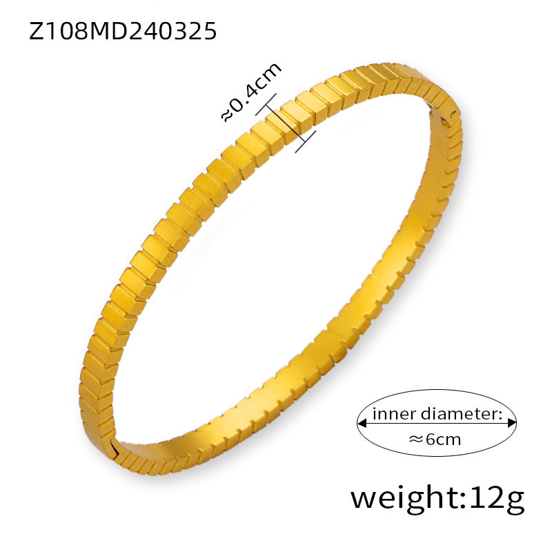 New Fashion Commuter Simple Personality Design Titanium Steel Gold Plated Diamond Niche Bracelet Jewelry Wholesale Female