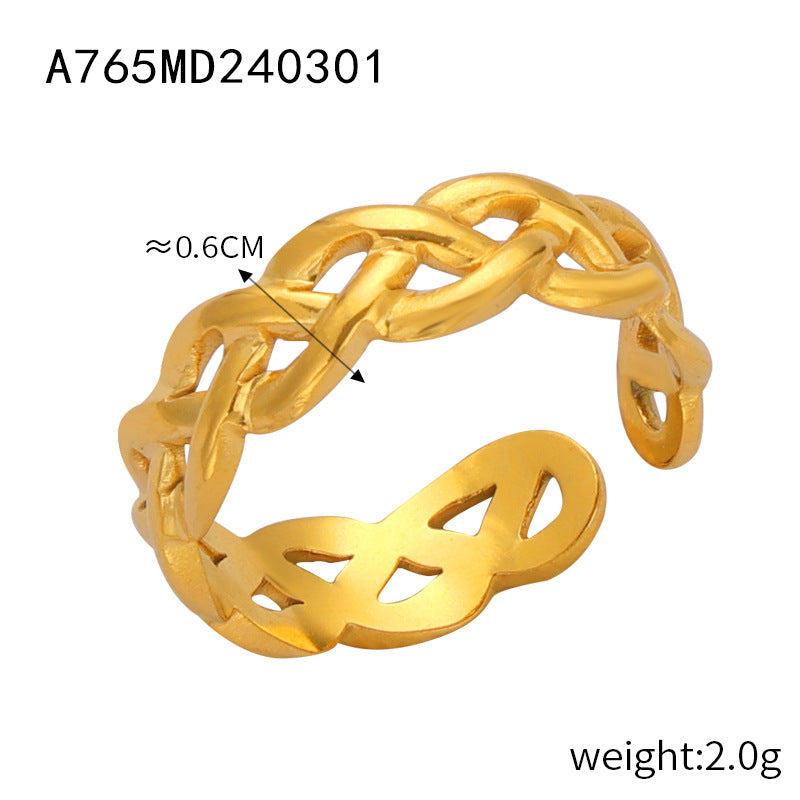 New fashion personalized design niche open ring titanium steel gold-plated geometric versatile jewelry simple jewelry wholesale