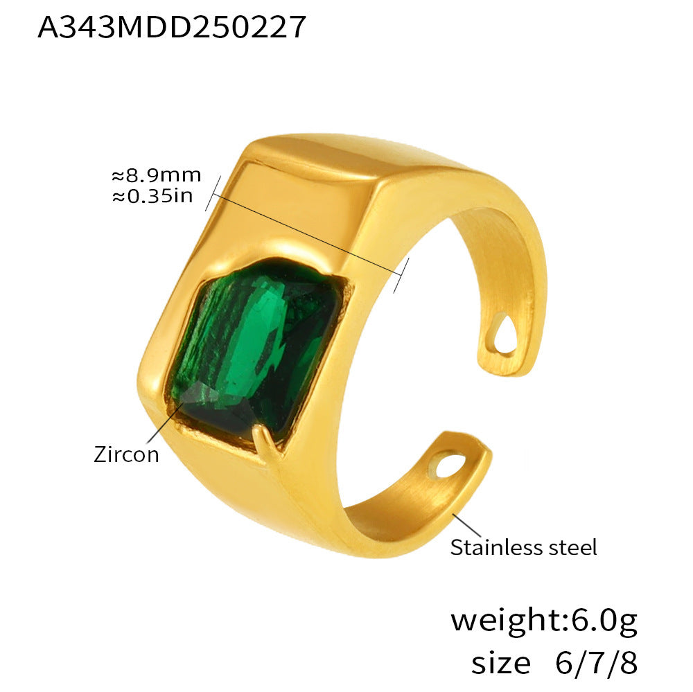 Zircon inlaid ring fashion personality stainless steel color retention index finger ring combination tide wholesale